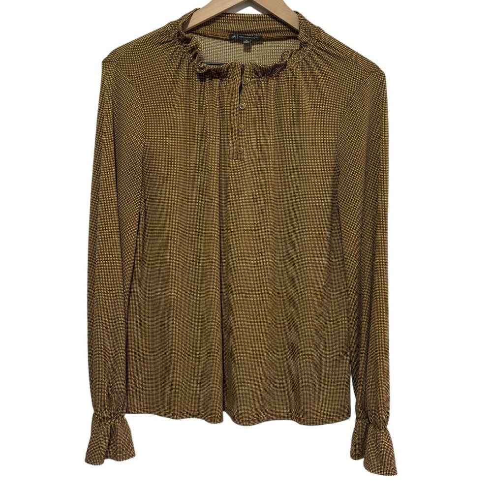 Adrianna Papell Micro Plaid Checkered Blouse Office Workwear Women’s Medium